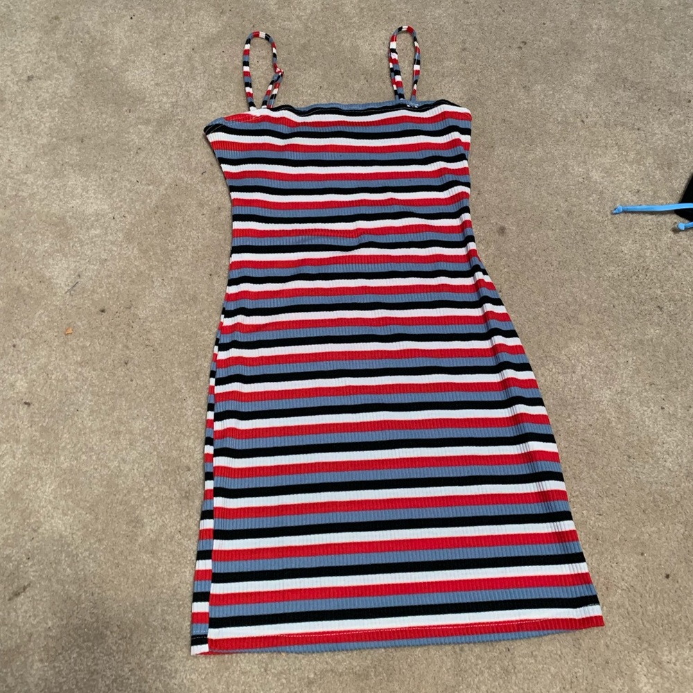 striped rib knit bodycon dress - Picture 3 of 3